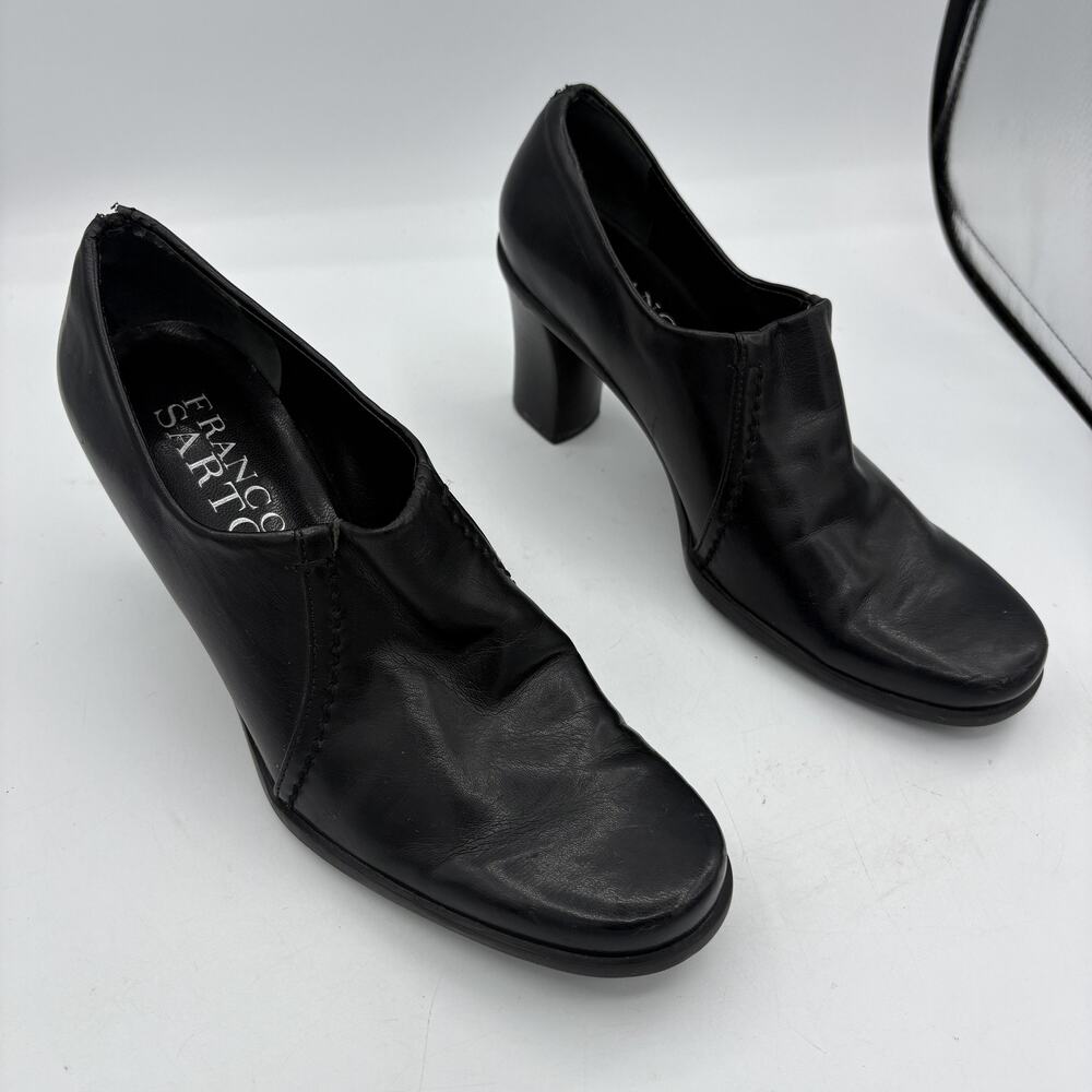 Franco Sarto Shoes Womens Size 6 M Black Chunky Heel Loafers Work